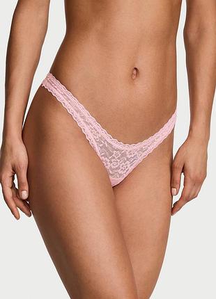 Трусики жіночі victoria’s secret мереживні стрінги рожеві