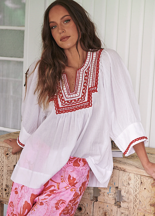 Легкая женская блуза в бохо стиле noor blouse odd molly с вышитыми элементами