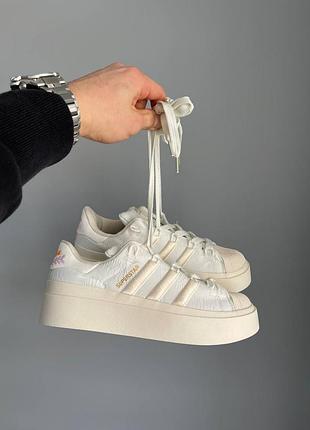 Adidas superstar bone жіночі кросівки демі весна осінь білі беж кеди демисезонные кроссовки кеды бежевые с белым