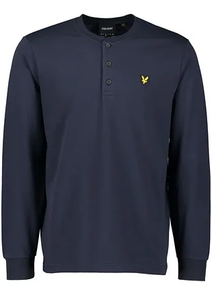 Лонгслів чоловічий lyle & scott на ґудзиках поло, темно-синій