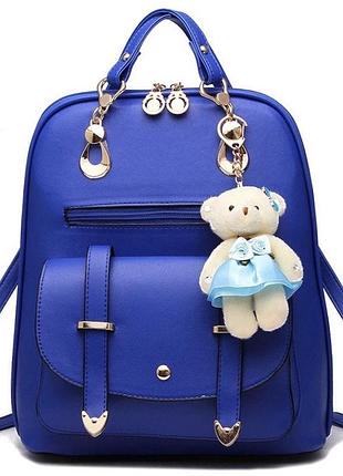 Жіночий рюкзак міський вінтаж з брелоком ведмедиком тедді, candy bear