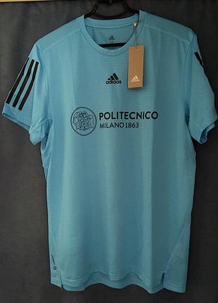 Футболка чоловіча adidas блакитна з принтом