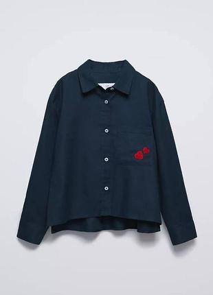 Сорочка для дівчинки zara темно-синя з вишивкою 13 років (164 см)