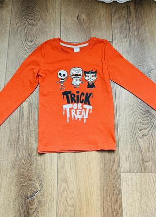 Реглан для хлопчика помаранчевий з принтом trick or treat
