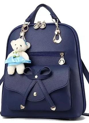 Повседневный женский рюкзак винтаж с брелком мишкой тедди, candy bear
