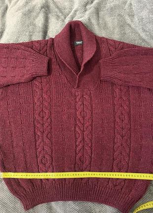 Жіночий светр бордовий з фактурною в'язкою та об'ємним коміром, l-xl 50% вовна
