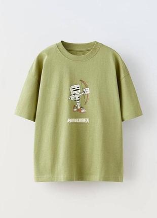 Футболка дитяча zara з принтом minecraft, зелена