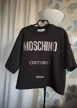 Жіноча футболка moschino couture чорна з написом