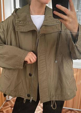 Парка жіноча zara оверсайз, хакі, xs