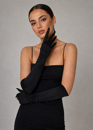 Длинные вечерние перчатки с когтями xs/s/m черный (30к080)