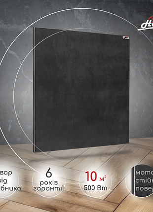 Керамический электрический панельный обогреватель heats 500вт до 10кв.м anthracite/антрацит под монтаж