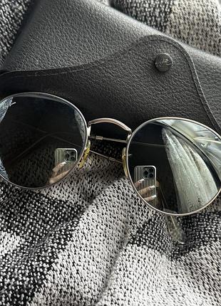 Сонцезахисні окуляри ray-ban round metal у комплекті з фірмовим чорним шкіряним футляром