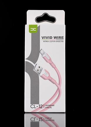 Кабель для заряджання usb cable dc type-c (cl-12) 2.1a рожевий