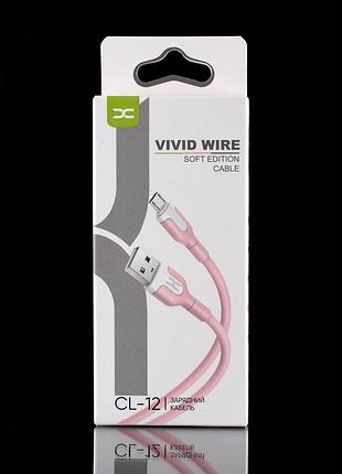 Кабель для заряджання usb cable dc micro (cl-12) 2.1a рожевий