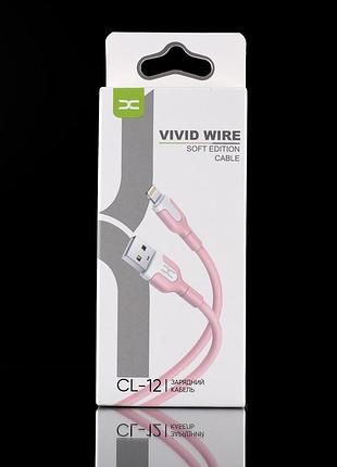 Кабель для заряджання usb cable dc lightning (cl-12) 2.1a рожевий
