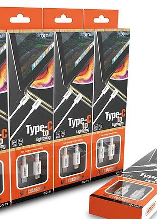 Кабель для заряджання usb cable moxom type-c to type-c (cc-71a) білий