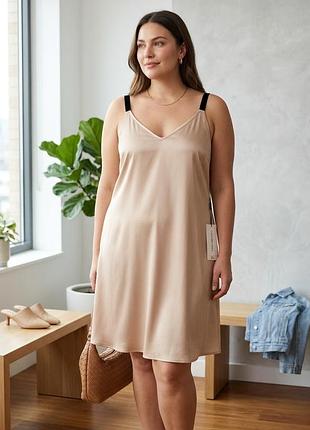 Жіноча сукня-комбінація calvin klein jeans бежева сатинова 2xl