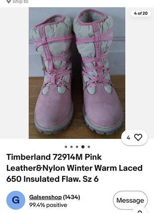 Ботинки timberland 72914m рожеві, зі шкіри та нейлона, зимові, теплі, на шнуровці, утеплитель 650,