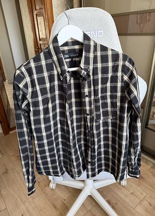 Жіноча сорочка zara в клітинку, коричнева