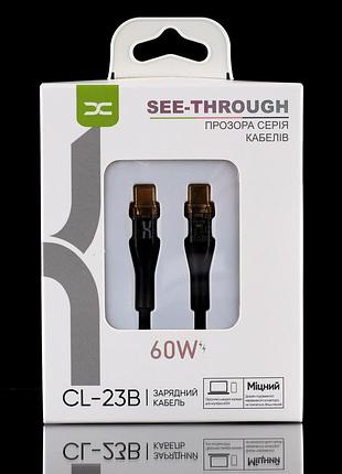 Кабель для заряджання usb cable dc type-c to type-c (cl-23b) 60w чорний
