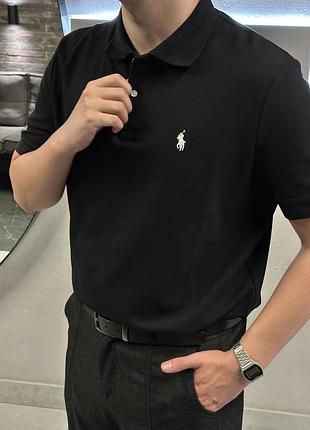 Чоловіче поло ralph lauren оверсайз чорне