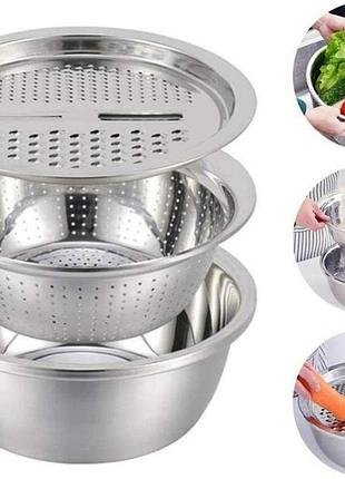 Багатофункціональний кухонний набір з нержавіючої сталі 3 в 1 metal basket cutter