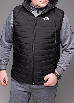 Чоловічий утеплений жилет чорний tnf великі розміри 62