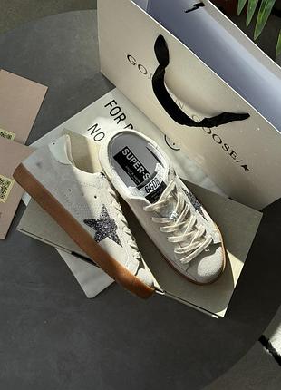 Кеди golden goose super-star sneakers in pearl with glitter star