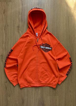 Зіп-худі harley-davidson vintage orange hoodie big logo y2k