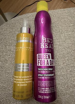 Спрей для укладання волосся tigi bed head queen for a day thickening spray 311 мл та термозахист для волосся від abril