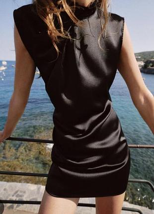 Коротка сатинова сукня zara
