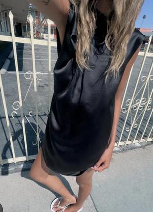 Коротка сатинова сукня zara 2