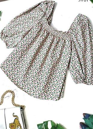 Блуза жіноча h&m бавовняна з  гарним квітковим принтом🌸🛍️