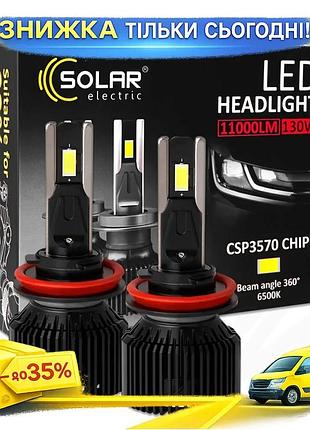 Ku автолампа solar led universal fit h8-h11-h16 130w 11000lm 6500k светодиодная лампа для автомобиля я uni2l_k