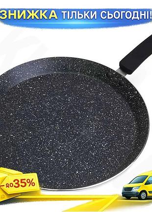 Ku сковорода блинная kamille universal fit с мраморным покрытием 30 см для жарки блинов и оладий антип uni2l_k