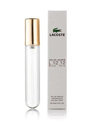 Мужской мини парфюм eau de lacoste l.12.12 blanc - pure 20 мл