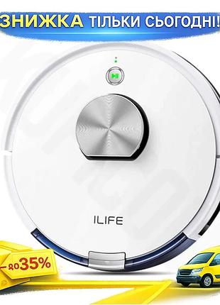 Робот-пилосос ilife l100 білий з wi-fi для сухого та вологого прибирання прибиральник з лазерною навігац ku-22