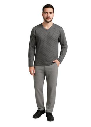 Мужская пижама на легком флисе серая m l xl 2xl