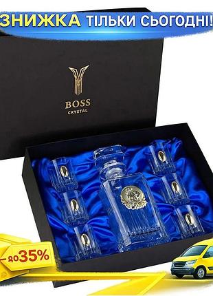 Ku набір чарок для universal fit горілки козаки boss crystal кришталь із золотом та сріблом для чолові uni2l_k