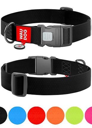 Ошейник для собак водостойкий waudog waterproof с qr паспортом, пластиковый фастекс, xxl, ш 40 мм, дл 46-70 см, черный