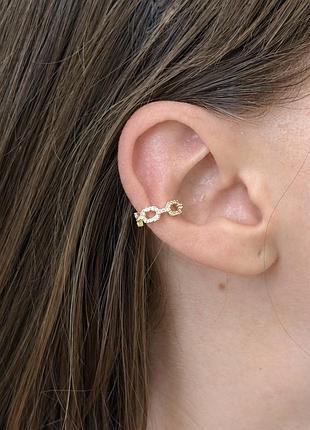 Кафф-серьга на ухо cartier картье цепь золотистый