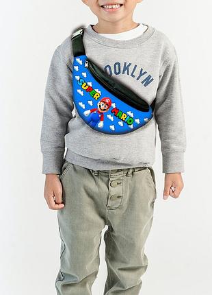 Сумка-бананка супер марио "super mario" с принтом, 35х15см, детская, молодежная (00017)