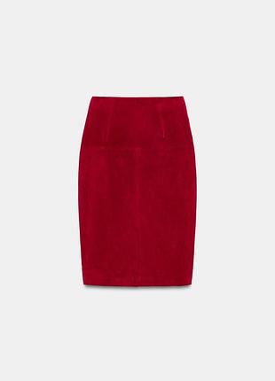 Спідниця жіноча червона шкіряна zara new