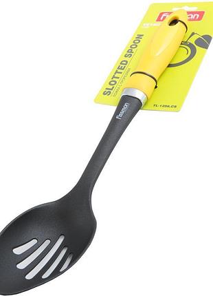 Ku ложка з прорізами universal fit fissman нейлонова 38см для приготування з антипригарним посудом кух uni2l_k