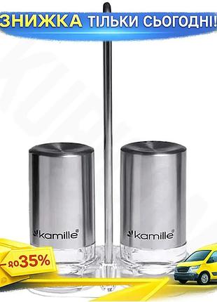 Ku набор для специй universal fit kamille 2х40мл солонка и перечница из нержавеющей стали для хранения uni2l_k