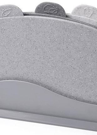 Ku набор разделочных досок universal fit fissman 3 овальные на подставке для кухни серые для нарезки м uni2l_k