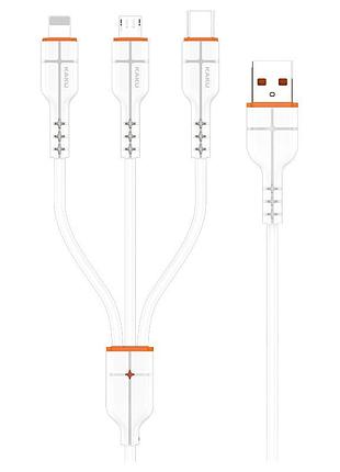 Usb кабель kaku ksc-237 3-in-1 type-c / microusb / lightning 1m - white