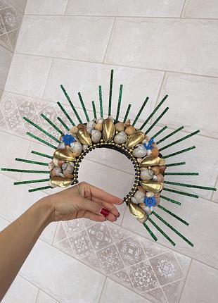 Корона діадема обруч з ракушками морська 🧜‍♀️ ободок русалки мушлі мушлями ракушки морская