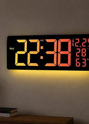 Настінний годинник 6669r / електронні led-годинник / rgb годинник з пультом
