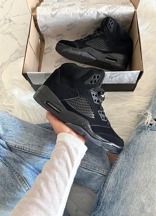 Jordan 5 black dark blue gum